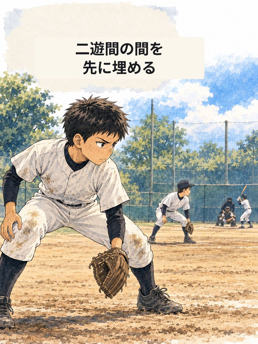 yakyulog_ja's tweet photo. 二塁手が前に出た時、遊撃手が二遊間の空間を半歩だけ埋める守備。App Storeで「野球ログ」を検索。

#少年野球 #草野球 https://t.co/fJ0z4tcIiV