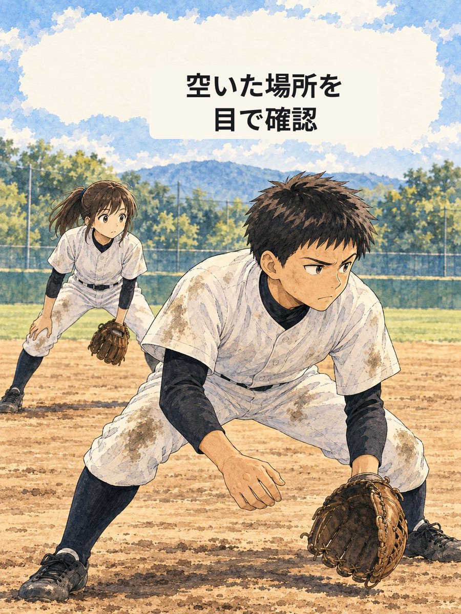 yakyulog_ja's tweet photo. 二塁手が前に出た時、遊撃手が二遊間の空間を半歩だけ埋める守備。App Storeで「野球ログ」を検索。

#少年野球 #草野球 https://t.co/fJ0z4tcIiV