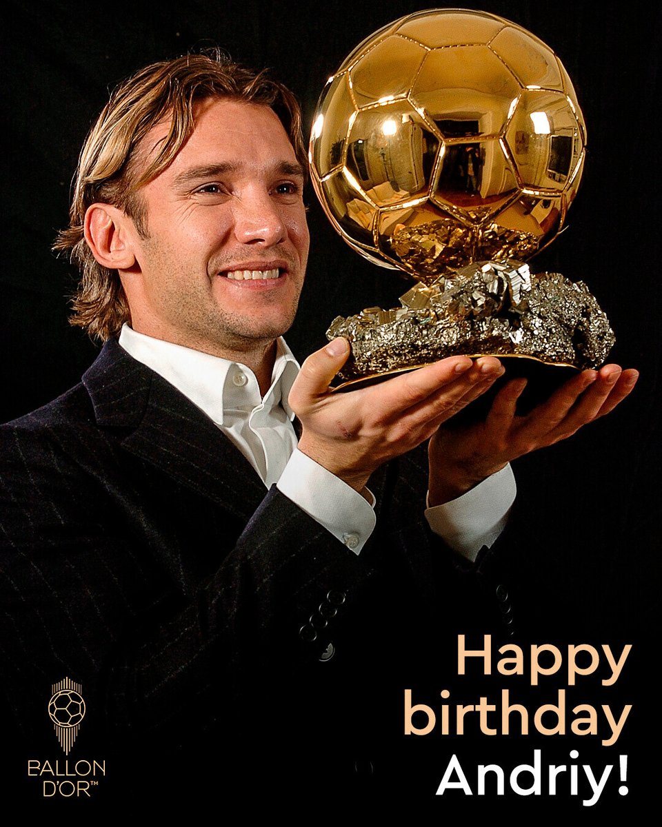 ballondor's tweet photo. HAPPY BIRTHDAY, ANDRIY SHEVCHENKO! 🇺🇦⚡️

The 2004 Ballon d'Or winner turns 50 today. 🎂

Ukraine's all-time top scorer and a Milan icon.

Relive his golden legacy at ➡️https://t.co/8g4UZ1IXEp

#ballondor #shevchenko #ukraine https://t.co/vsn3kFzYb3