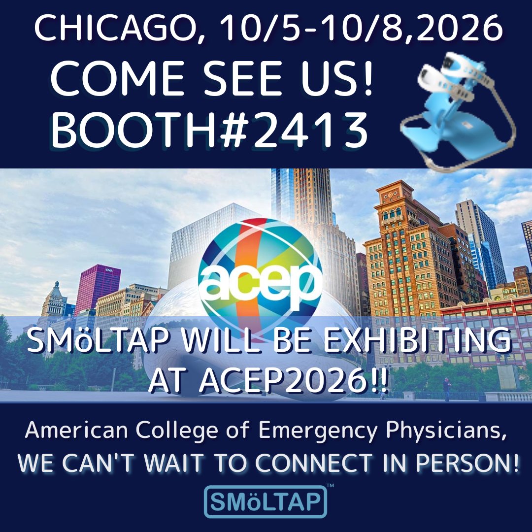 smoltapinc's tweet photo. 🚨 Heading to #ACEP26 in Chicago? Stop by SMöLTAP at Booth #2413, Oct. 5–8! Come meet the team and learn more about our solutions for emergency care.

Learn more: https://t.co/dk7eLt7x1B

#SMoLTAP #EmergencyMedicine  @ACEPNation https://t.co/1Bhfel4Te2