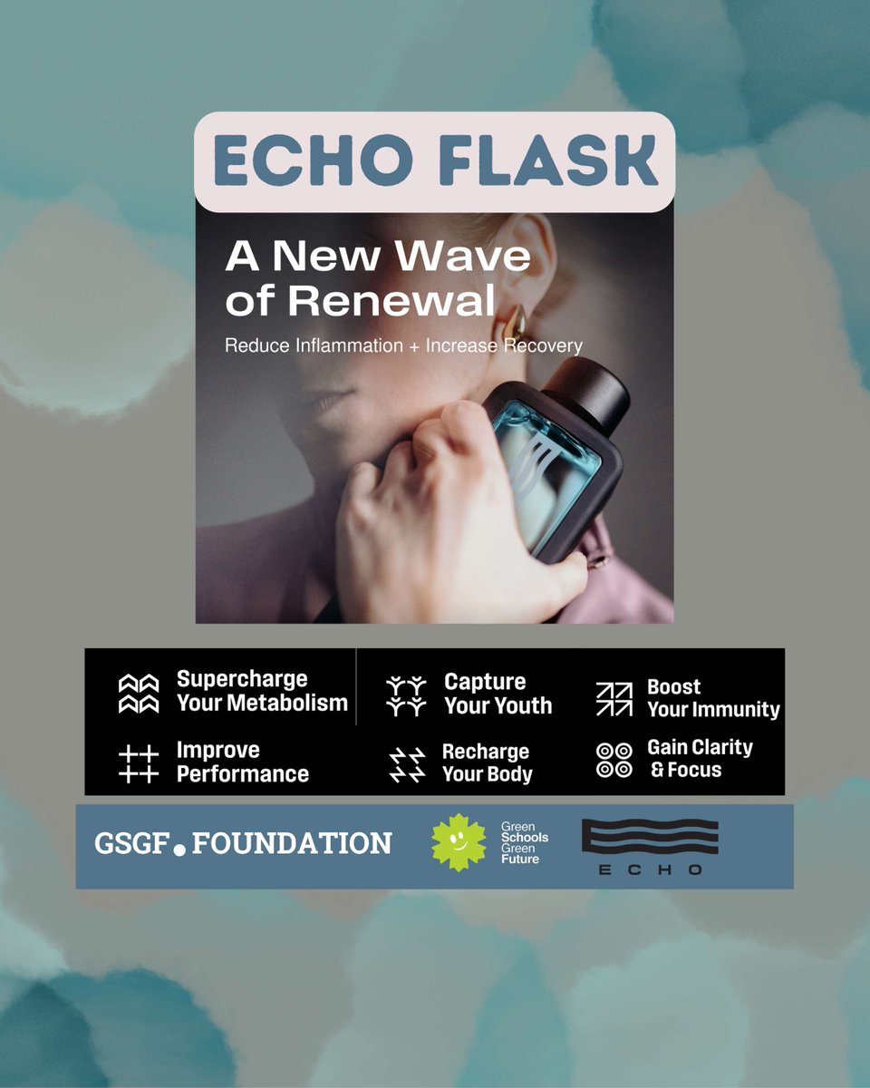 GSGFprojects's tweet photo. Upgrade your water with ECHO 💧

Hydrogen-rich water may support heart health, blood flow, cognition, reduced inflammation, exercise performance &amp; muscle recovery - without changing the taste.

Get the ECHO FLASK for 20% OFF + FREE SHIPPING 
https://t.co/oZWQbnNC98 https://t.co/4gofO19HmM