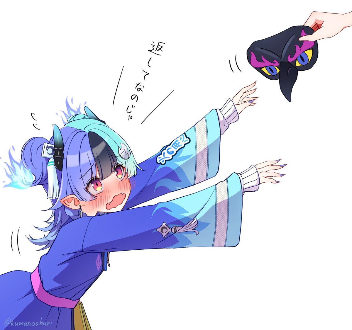 kumanoaburi's tweet photo. いじわるしたくなる
#めら組絵図 https://t.co/cYuI58nWN4