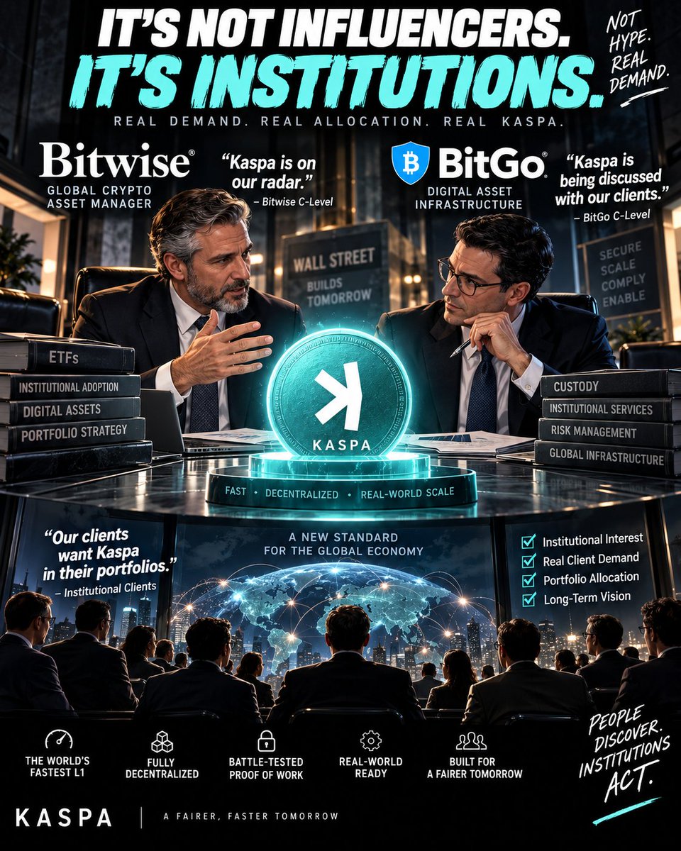 Daniel_Kaspa_KR's tweet photo. WATCH WHO’S PAYING ATTENTION.
NOT JUST WHO’S GETTING PAID. 👀

A paid promotion is one thing.
Attention from financial industry executives is another.

Bitwise’s Matt Hougan responded to a Kaspa discussion: “Watching and learning.”

BitGo’s Mike Belshe publicly asked how Kaspa’s entire market value compared with 86 tonnes of gold.

That gets my attention more than another influencer campaign.

My thesis? Institutional curiosity could develop into client demand—and client demand could eventually translate into portfolio allocation.

That’s a thesis. Not confirmation of buying.

A mention isn’t an endorsement.
Attention isn’t an allocation.

But the question worth watching is bigger than “Who’s promoting Kaspa?”

Will that attention turn into action?

$KAS #Kaspa #Crypto