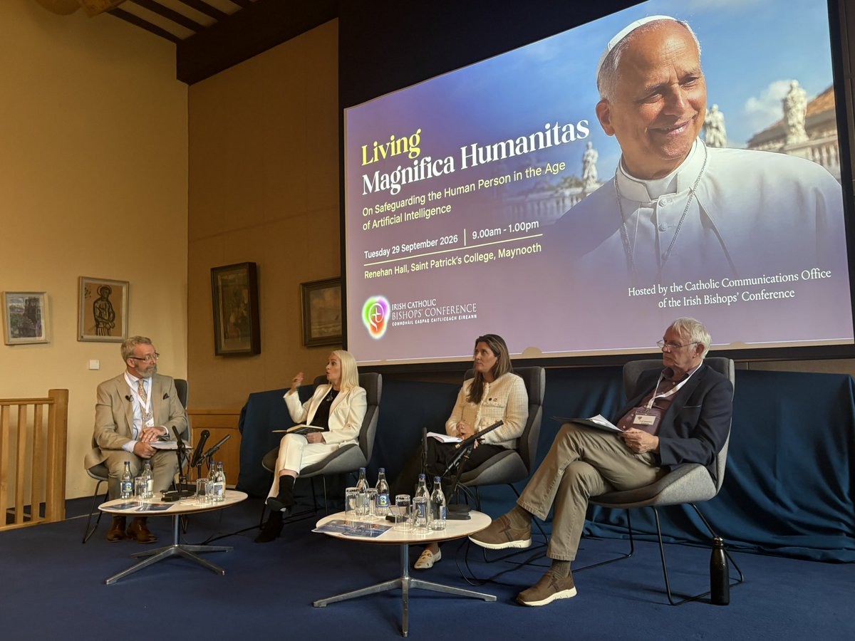 CatholicBishops's tweet photo. We hosted an informative and challenging conference today in @StPatsMaynooth inspired by @Pontifex’s encyclical letter #MagnificentHumanity. Thank you to our contributors and audience for your concern to safeguard people in this age of #AI @ArchbishopEamon https://t.co/NmKdNo8aC5