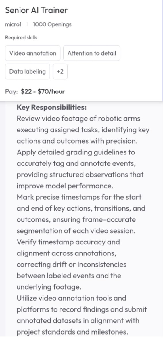Beni__jamin's tweet photo. @edgaralandough Like this one here 

Anyone can be paid by large tech compqny to create datasets to train AI 
Micro1 is one of the vendors.

Apply to this and many other roles 
https://t.co/pdYxL62A6l https://t.co/y9NOEpE1Ld