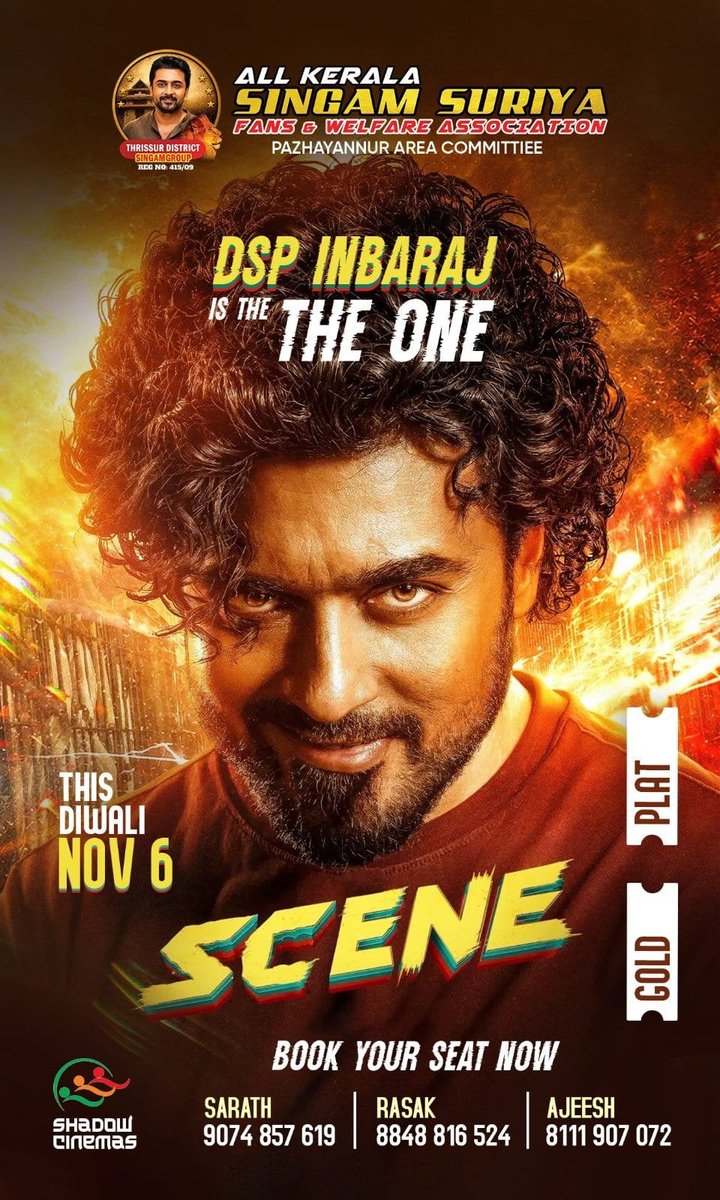 teamsuriyaoffi's tweet photo. Roaring in hot! 🦁 #Scene DSP Inbaraj arrives in Pazhayannur with SingamGroup Area Committee on Nov 6th! 🔥🤟🏻
Book your tickets NOW! 🎟️
@Suriya_offl
@ZhagaramOffl #SingamGroup #DSPInbaraj #SuriyaFans https://t.co/QXhdUXTYY7