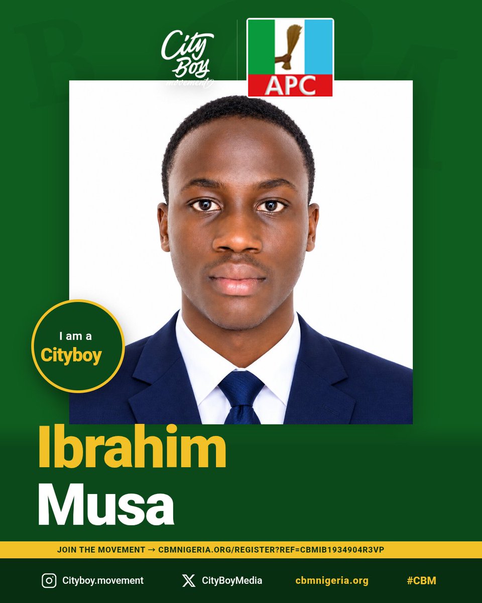 ibrahimmusa0001's tweet photo. I am a CityBoy! Ibrahim Musa proudly stands with the City Boy Movement. Join us and be part of the change.
Register now: https://t.co/vnW2eOlzhL
#CityBoyMovement #CBM #RenewedHopeAgenda https://t.co/GTAjAtmLrl