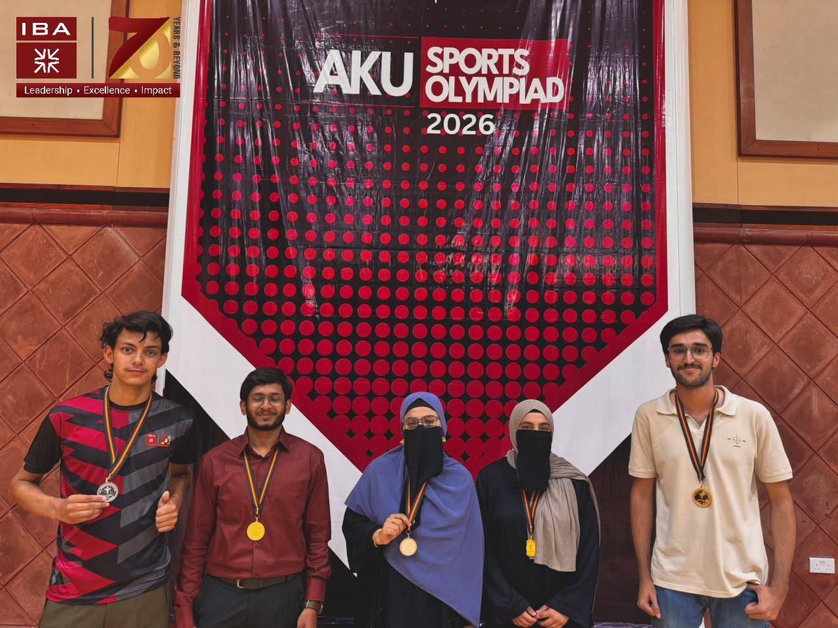 ibakhiofficial's tweet photo. IBA Claims Top Honours at AKU Olympiad 2026

IBA Karachi delivered an outstanding performance at the AKU Olympiad 2026, hosted by Aga Khan University, with the Men’s Basketball and Men’s Futsal teams winning and the Men’s Volleyball team securing the Runner-up position. 

IBA athletes also excelled in Archery, securing 3 Gold and 2 Silver medals across the 18m and 30m Men’s and Women’s categories. Congratulations to our student-athletes on an exceptional display of hard work, teamwork, and sportsmanship.

#IBAKarachi #AKUOlympiad2026 #IBASports #Leadership #Excellence #Impact