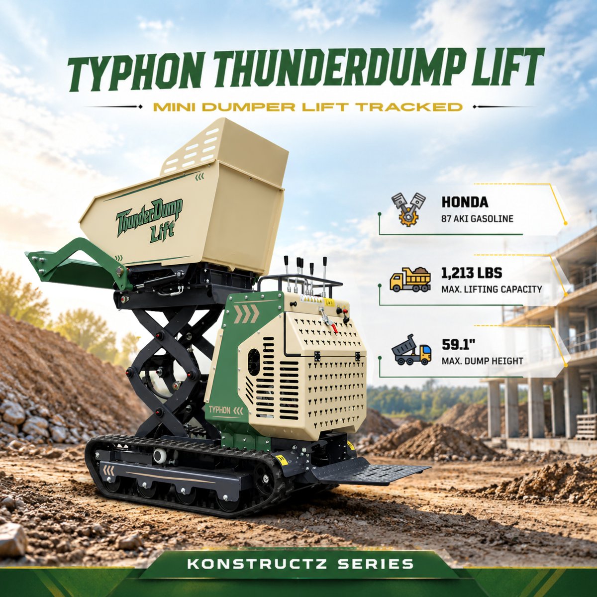 MachineryLoader's tweet photo. 🚜 TYPHON THUNDERDUMP LIFT

⚙️ Honda 87 AKI Gasoline Engine
🛢️ 1,213 lbs Max Lift Capacity
🛞 59.1" Max Dump Height
Made to lift, carry, and unload on demanding jobsites.

🛒 https://t.co/XrBFV1zSX0
#MachineryAsiaOnline https://t.co/ym8CAz9HMD
