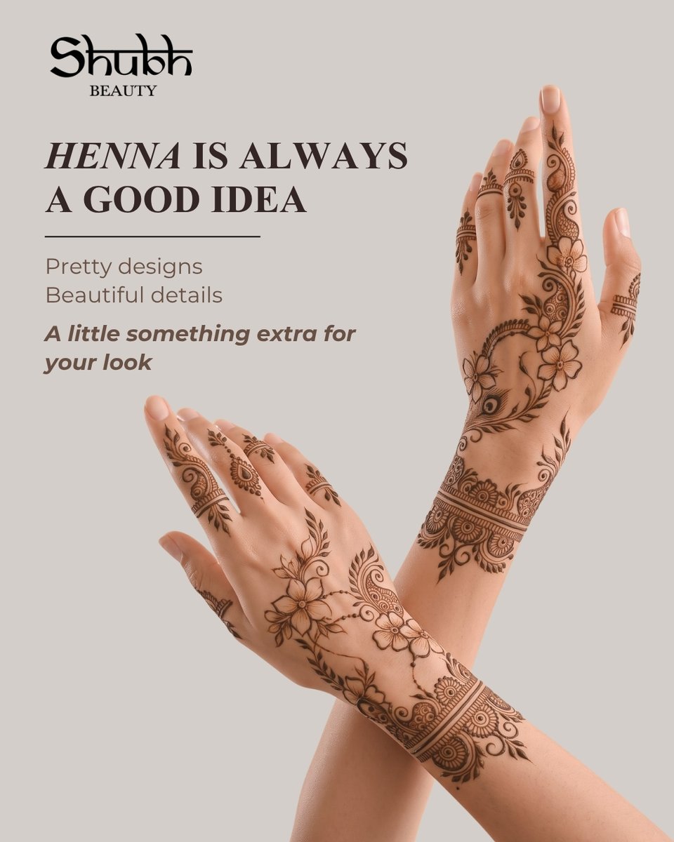 ShubhBeauty's tweet photo. A fresh henna design can turn simple hands into something you keep looking at.
Pick your pattern and make it yours.
Your next henna moment starts at Shubh Beauty.
#Henna #HennaDesign #Mehendi #MehendiDesign #HennaArt #HennaBeauty #ShubhBeauty https://t.co/dSa18WRpDc