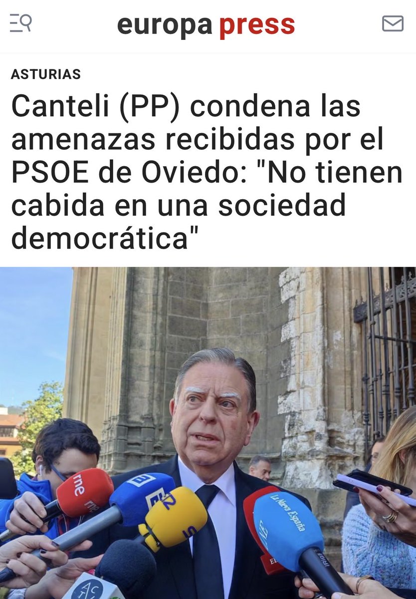 AdrianBarbon's tweet photo. Las afirmaciones del Sr. Venta son muy desafortunadas y se califican solas. Ya están tardando en desautorizarle.
No son “unas piedras”. Es una amenaza dirigida a organización política democrática, el PSOE de Oviedo.
Contra la violencia política, TOLERANCIA CERO. https://t.co/nps1TWud6s