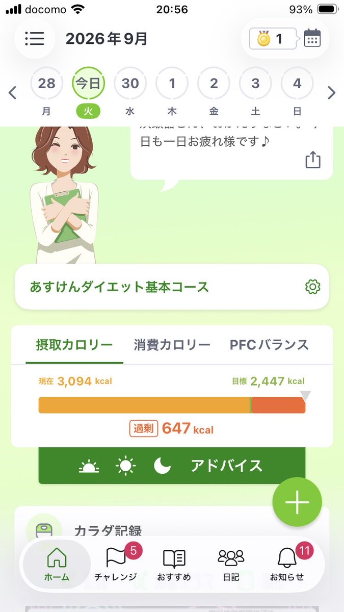 2025jajamaru's tweet photo. ▫️9/29火　食事　年末まで94日
先月は全然食に興味なくて、今月は過食気味。数ヶ月ぶりに あすけんに入力したら3,094kcalですって！ほぉ😳 https://t.co/o9IMloXbhW