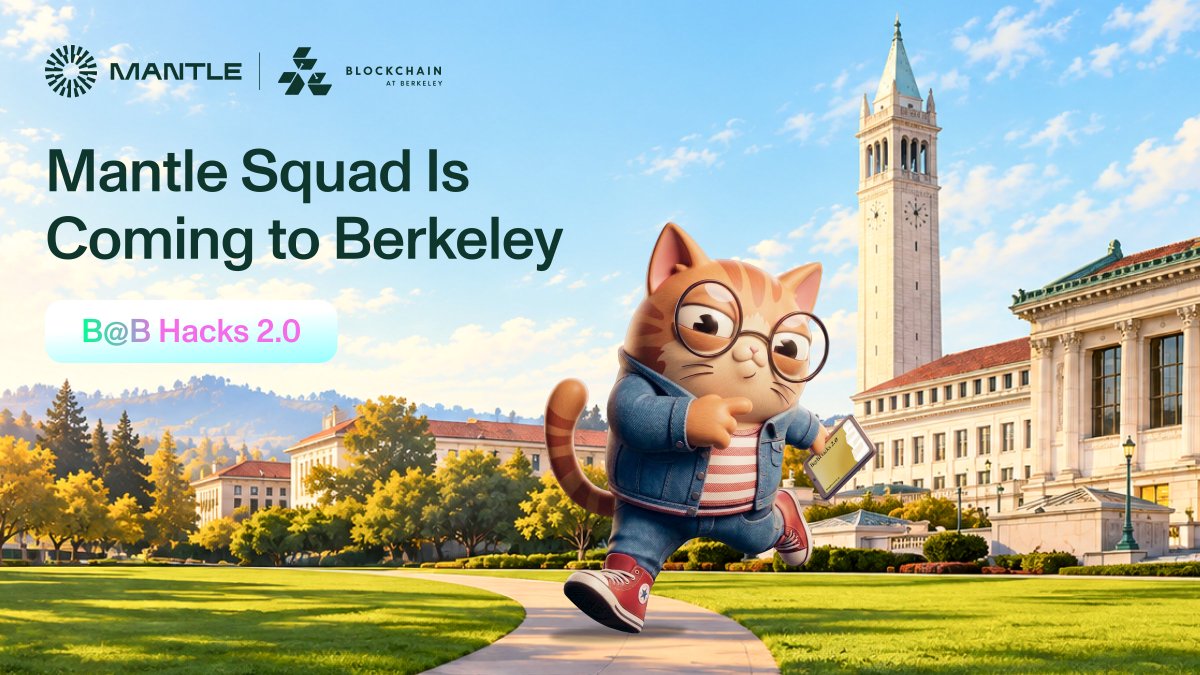 Mantle_Official's tweet photo. The next killer app on Mantle could be yours to build.

And there’s no better place to start than @CalBlockchain’s B@B Hacks 2.0 on Oct 11, where top hackers are coming together alongside @withAUSD, @Ripple, @Gemini, @Lighter_xyz and more.

Come get the inside track on building on Mantle, plus merch.

Register now: https://t.co/ldxVZOStO0