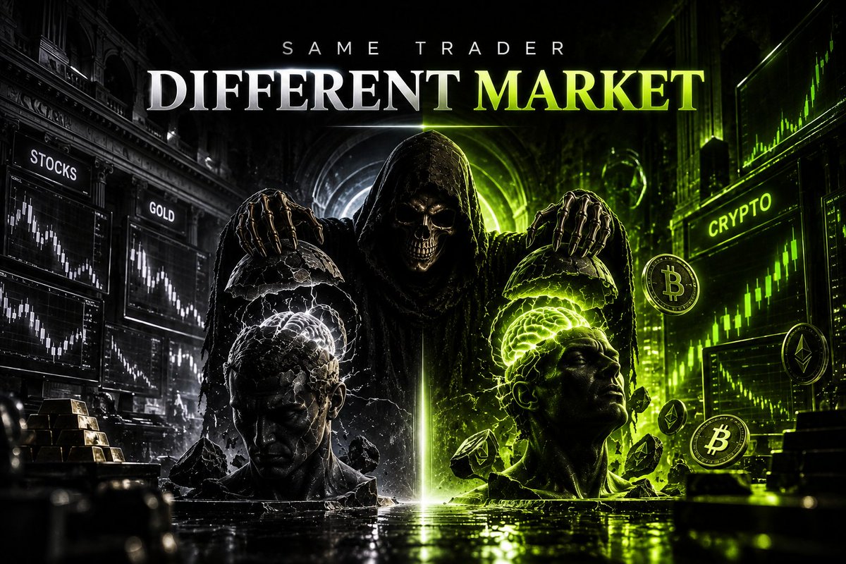 Silent_Markets's tweet photo. The same person can become a completely different trader when they enter crypto.

A study published in the Journal of Financial Economics analyzed 200,000 retail accounts.

In stocks and gold, investors tended to trade against recent price movements.

In crypto, the SAME investors followed a momentum-like strategy, holding even after large price moves.

Same person.
Same brain.
Different market.
Different behavior.

Source: https://t.co/j2yHY802FU

And market conditions matter too.

A 2026 study analyzing 1,008 cryptocurrencies found evidence of herding in larger cryptocurrencies during high-volatility and falling markets.

In smaller cryptocurrencies, overconfidence appeared during rising, highly liquid markets.

Source: https://t.co/wcYexT6OEt

Your trading behavior isn't fixed.

The asset you trade and the market you're trading in can influence how you make decisions without you even realizing it.

That's why knowing your strategy isn't enough.

You need to understand how YOU actually trade when conditions change.

Your trading history knows. Your memory probably doesn't.