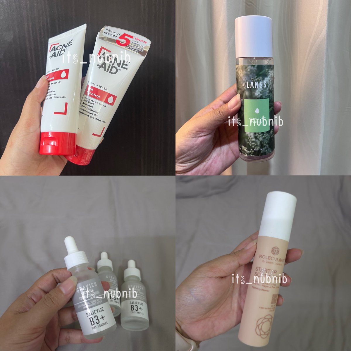 its_nubnib's tweet photo. ขอป้ายยาสำหรับคนเป็นสิวแต่ผิวขาดน้ำ 💦🥹
เราเรียงใช้ประมาณนี้เลย ตั้งแต่ล้างหน้า → เติมน้ำ → ดูแลปัญหาสิว → ล็อกความชุ่มชื้น

🫧 ACNE-AID 5-IN-1 WASH OIL CONTROL
โฟมสำหรับคนผิวมัน/เป็นสิวง่าย ล้างสะอาดแต่หน้าไม่เอี๊ยด ไม่แห้งตึง มี Niacinamide + Glycerin ช่วยดูแลเรื่องความชุ่มชื้น

💧 Lanos น้ำตบสูตรสิว
หลังล้างหน้าก็เติมความชุ่มชื้นต่อเลย เนื้อเข้มข้นแต่ซึมไว ที่ชอบคือไม่มีน้ำหอมและแอลกอฮอล์ ใช้แล้วผิวนุ่มชุ่มชื้นขึ้น

✨ Gravich Acnelogy Corrective Serum
ช่วงไหนสิวมาเราจะหยิบตัวนี้บ่อย ช่วยดูแลทั้งปัญหาสิว รอยแดง รอยดำ และความมันระหว่างวัน

🧴 Moleculogy Starter Soft Cream
ปิดท้ายด้วยมอยส์เจอไรเซอร์ เนื้อซอฟท์ครีม ทาแล้วสบายผิว ไม่หนักหน้า ช่วยเติมและล็อกความชุ่มชื้น พร้อมดูแล Skin Barrier