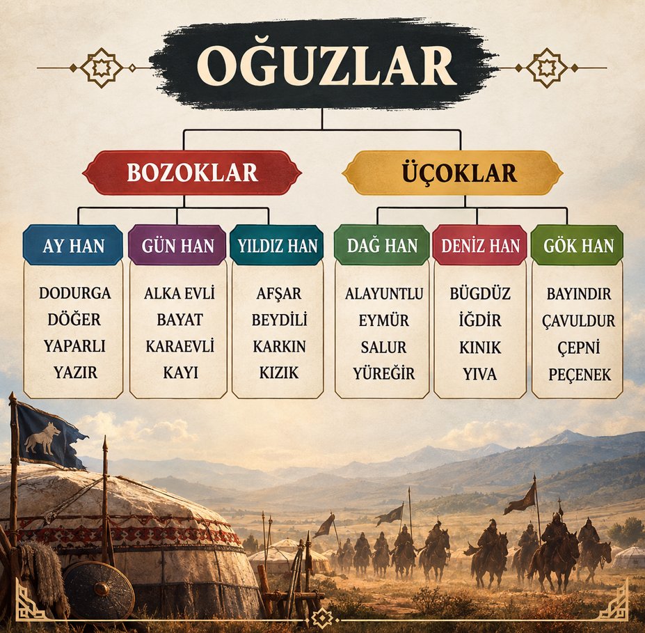 tariharsivi's tweet photo. Hangi boydansınız ?
Oğuzlar: Türkiye, Azerbaycan, İran, Irak ve Türkmenistan Türkleri’nin ataları olan Türk kavmi. 
Oğuz adına ilk defa Göktürk kitâbelerinde rastlanmaktadır.