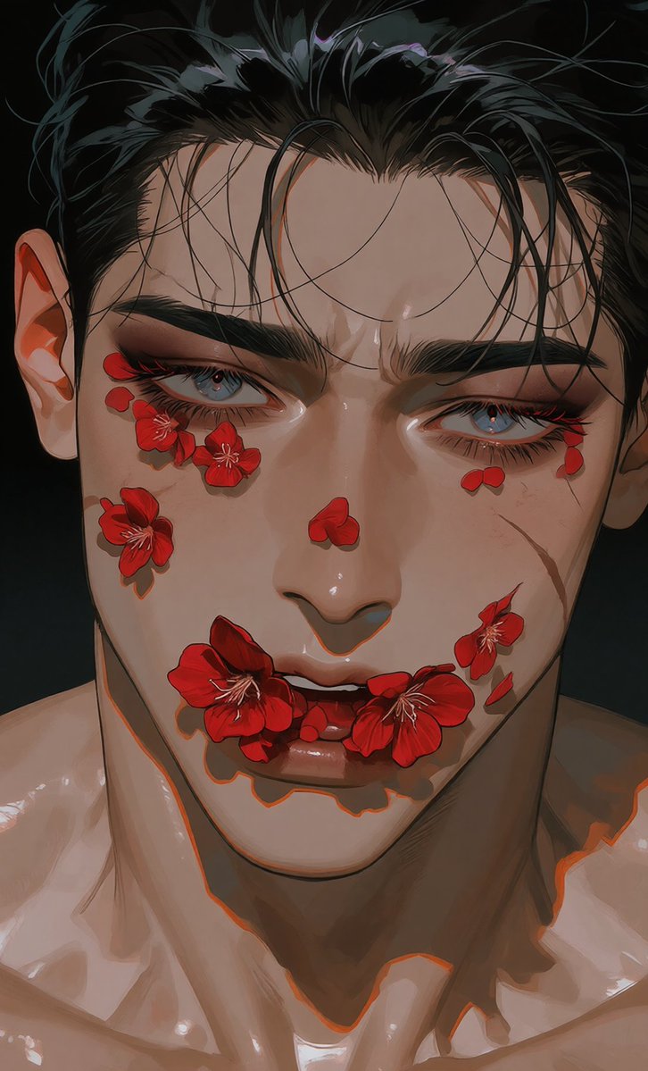 dogkke's tweet photo. 붉은 꽃과 푸른 눈이 너무 ..야.. 🥀🩵 https://t.co/g5SpQNHnk2
