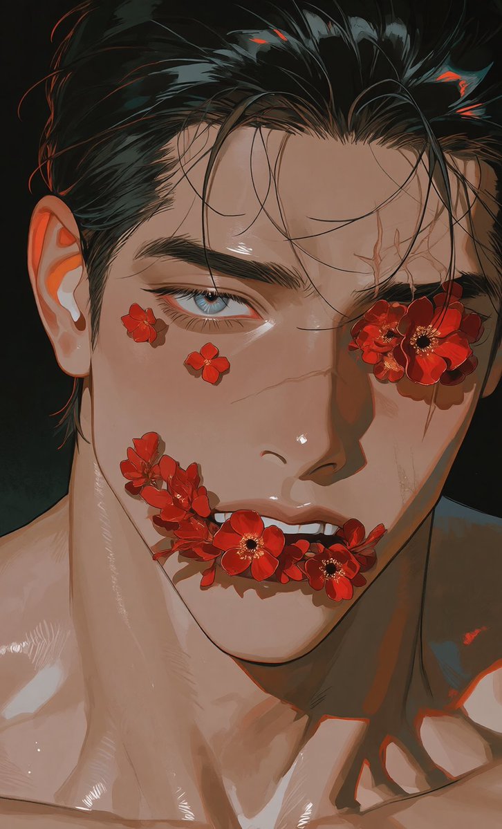 dogkke's tweet photo. 붉은 꽃과 푸른 눈이 너무 ..야.. 🥀🩵 https://t.co/g5SpQNHnk2