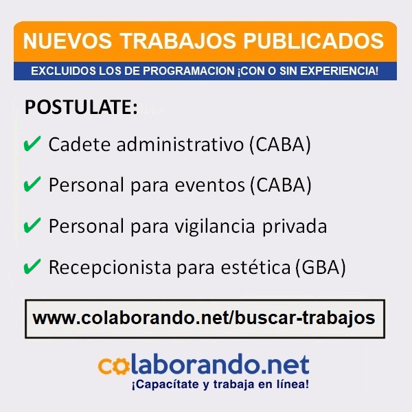ColaborandoNet's tweet photo. NUEVAS VACANTES 📢 (Excluidas las de programación) Postúlate gratis en https://t.co/KG4sWSLXdw
Con sueldo en ARS (pesos) 👉 https://t.co/j9WHWFhBEG
Con sueldo en USD (dólares) 👉 https://t.co/4cGx7bEOKh https://t.co/cVrpvRL9D3