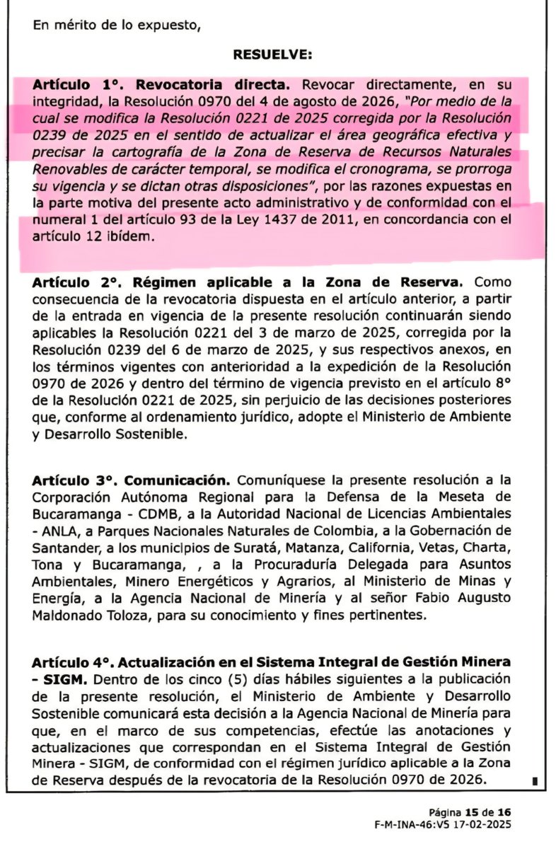 ComiteSanturban's tweet photo. #Atención. El gobierno de Abelardo acaba de tumbar otra de las medidas que protegían a Santurbán. En menos de 2 meses de su mandato ha tumbado 3 resoluciones que protegían el agua de 2.5 millones de colombianos. Y no ha tomado ni una sola medida en favor de Santurbán.

Ayer derogaron la resolución que extendía la reserva temporal hasta 2029. El próximo año, Aris Mining presentará su solicitud de licencia ambiental.  @ABDELAESPRIELLA está traicionando sus electores en Santander y Norte de Santander.  Arriesgaron el agua de sus hijos y su familia.

El 13 de noviembre es la fecha límite para que saque a consulta pública la reserva natural para proteger Santurbán. Si no lo hacen, nos toca movilizarnos en Bogotá. #DefiendoSanturbán
