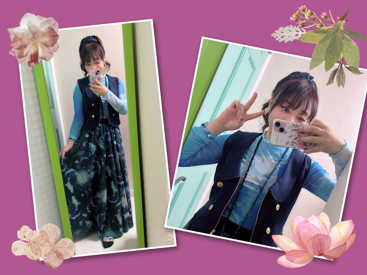 KOTOKO_Dwarf's tweet photo. 「#KOTOKOノコト」収録して来た〜！

今日は曇り時々雨のち晴れ☁️☔️🌤️って感じのお天気。いよいよ秋だなぁと言う気温になって来たので、半袖を諦めて、長袖コーデ。一応、上下とも海柄なんだけど、深い色合わせで秋っぽさを出してみたよ✌️

#air_g https://t.co/e9IQiGfM6J