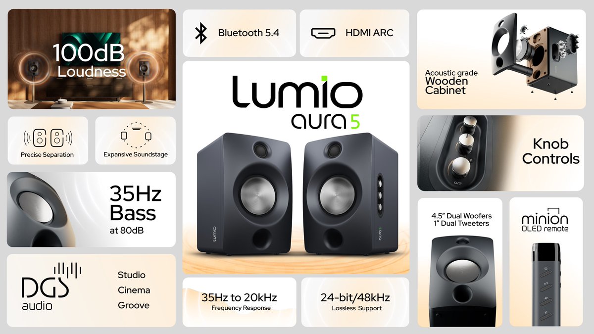 AdarshVaani's tweet photo. @LumioIN is back with a killer product- #Aura5, a bookshelf Hi-Fi Stereo Speakers🔊
Loved the sound quality especially when I saw the difference from other premium speakers. You have to hear it to know it.
And what a cool OLED display Minion remote 🤌🏼
Early bird @ 19,999 only😍 https://t.co/cbBc3k6yzI