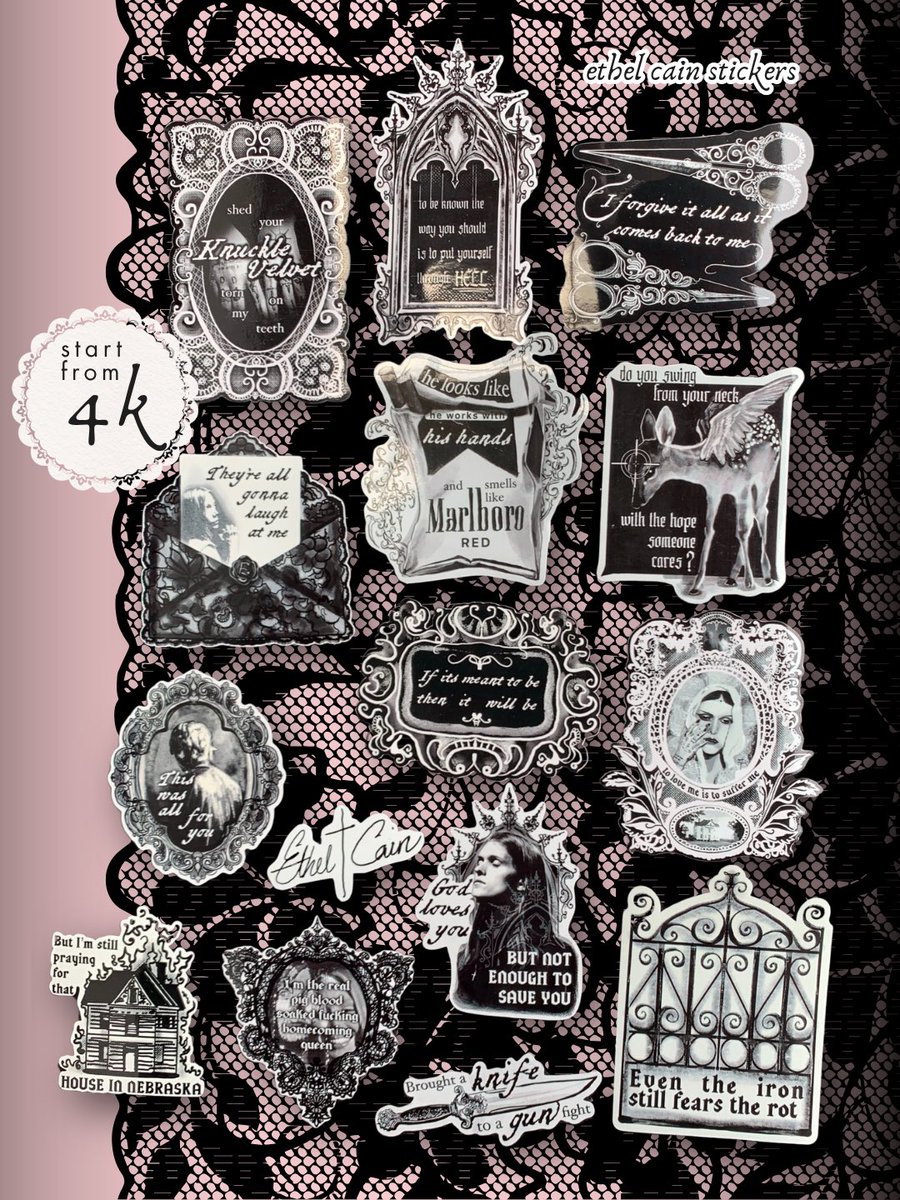 shezslay's tweet photo. my catalogue for #trinkieland vol 5! 🦷🖤

🤍&amp; 🔄 are appreciated!

⋆˚꩜｡ booth D-14 (SHEZSLAY)

🗓: 3-4 okt, kiara artha park bdg
🛒: pick up and ots only!
🖤: ethel cain, chainmail jewerly, originals https://t.co/3af8rweAGY