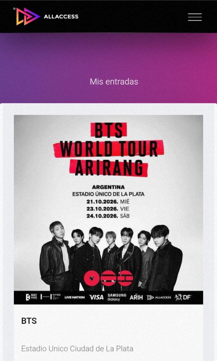 gimecarojas's tweet photo. Vendo entrada para Bts dia 21 de Octubre Argentina! 
Hago videollamada y si son de Buenos Aires podemos coordinar✨
#bts #entrada #concierto #army #kpop #compro #vendo #allacces #argentina https://t.co/I3o9yHl7W7