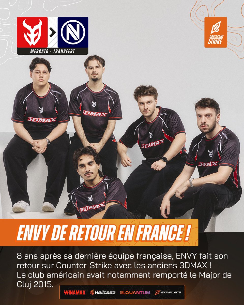 CroissantStrike's tweet photo. 🇫🇷 @ENVY DE RETOUR SUR COUNTER-STRIKE, ET EN FRANCE !! 😍

Le club américain recrute les anciens 🇫🇷 @3DMAXGaming et fait son grand retour sur Counter-Strike après avoir quitté le jeu en 2020.

Hypé par ce move ? 🤗 https://t.co/2EBkAJHJy9