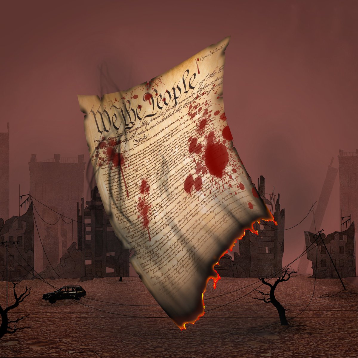SofialiamXO's tweet photo. a message from the ashes… 🩸🔥
a world in ruins, a story left behind, and a letter that refuses to burn. 📜
#DigitalArt #AlbumArt #DarkArt #ConceptArt https://t.co/vpa0y9V6on
