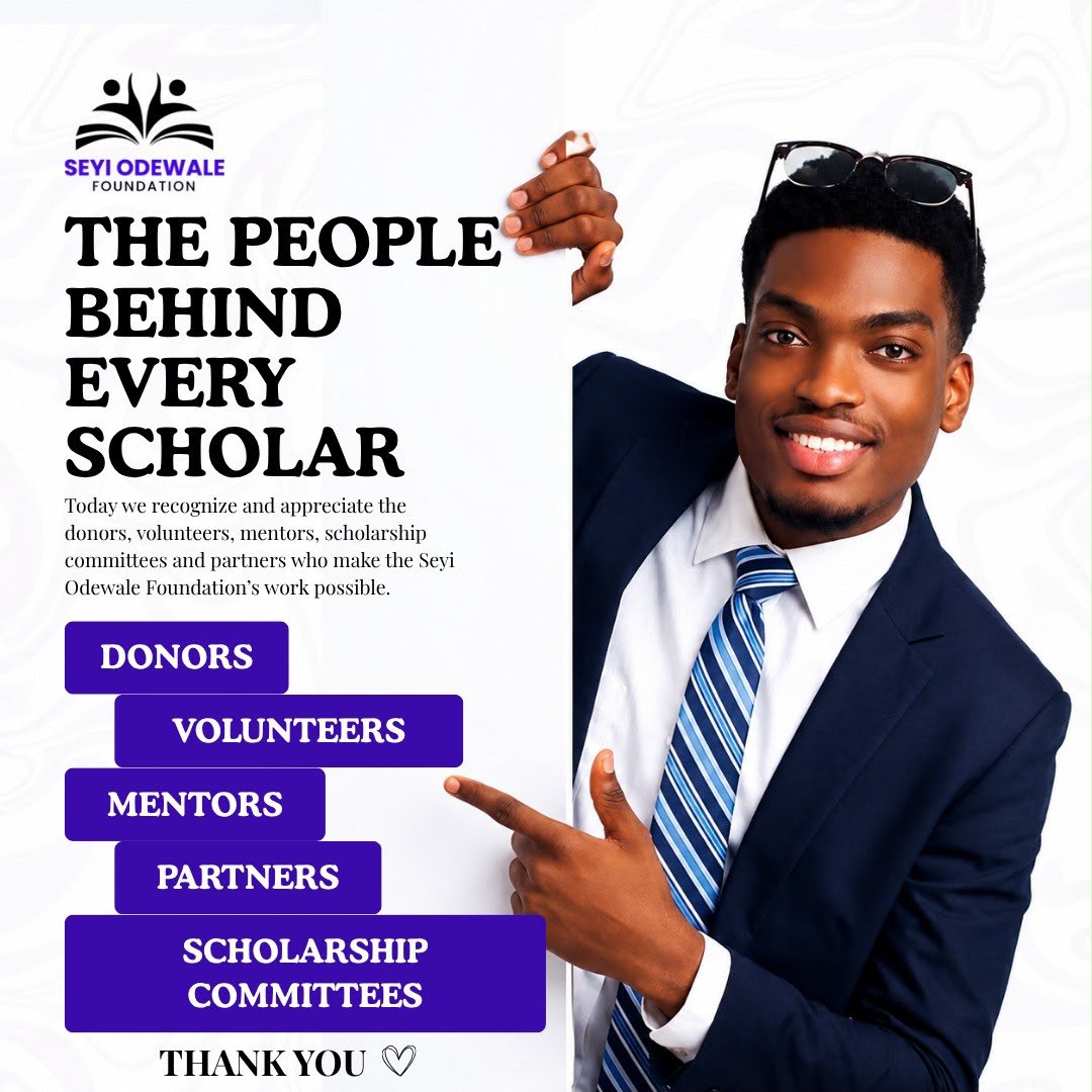 Seyifoundation's tweet photo. Behind every scholar is a community that believes in 
their potential.  Thank you to our donors, volunteers, 
mentors, scholarship committees, and partners for 
helping create opportunities through education.

#SOF #EducationMatters #Scholarship https://t.co/8vJc06wVyG