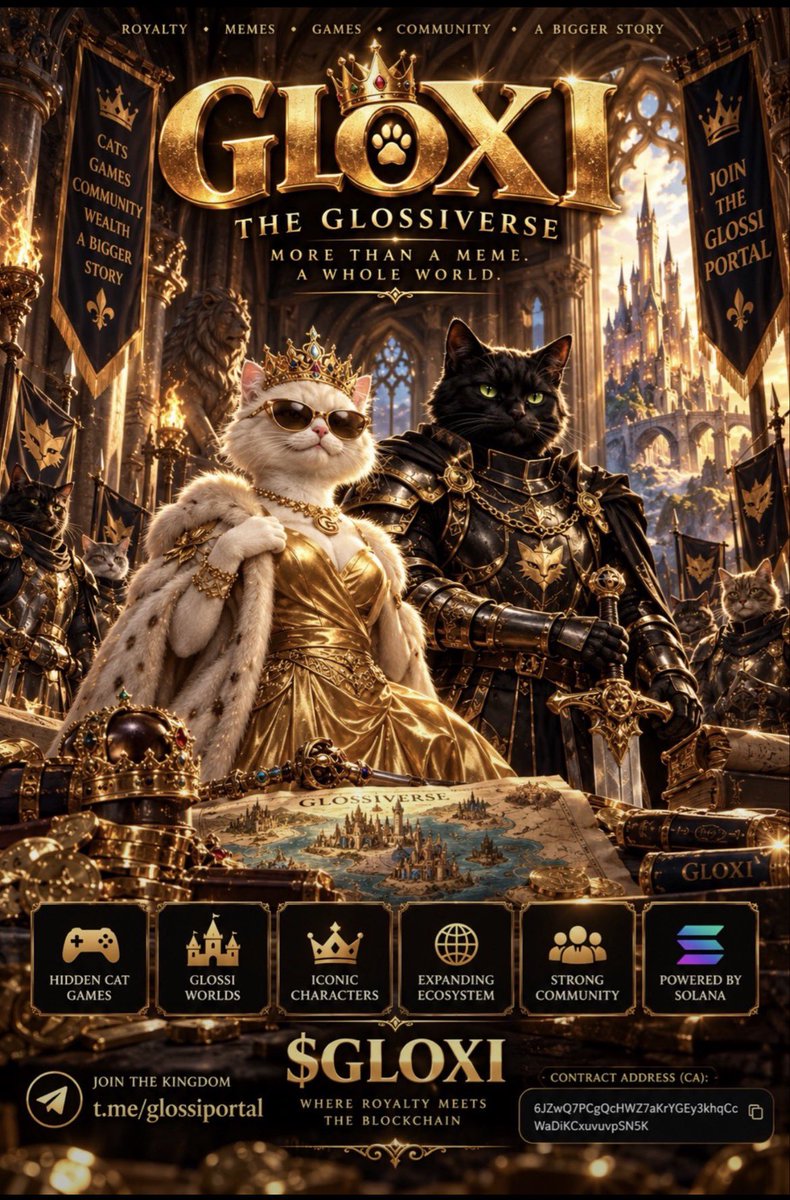 Nicky__247's tweet photo. gm CT.. 

Tuesday still counts as a fresh week.

new week, same throne. If you blinked last week, GlossiCat didn’t. gold stay gold. the court stay grinding.

this isn’t “hope it pumps” energy. this is show up, stack the bag, keep the crown shiny energy. quiet moves, loud week.

who’s locking in with $GLOXI today?

Ca: 6JZwQ7PCgQcHWZ7aKrYGEy3khqCcWaDiKCxuvuvpSN5K