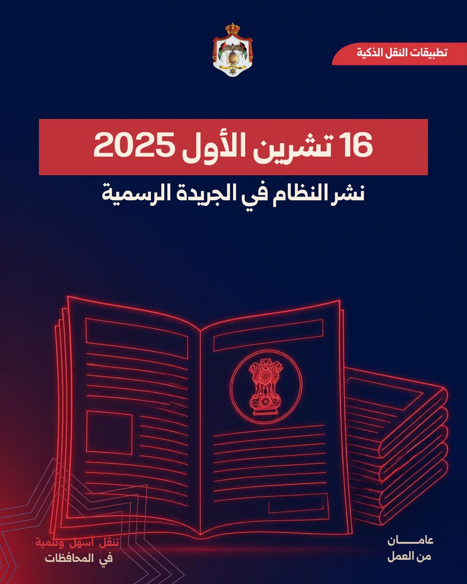 MoGC_JO's tweet photo. أقرت الحكومة في 21 أيلول 2025 نظام تنظيم نقل الركاب باستخدام التطبيقات الذكية، ونُشر في الجريدة الرسمية في 16 تشرين الأول 2025.
النظام ألغى السقف العددي للشركات الخاصة بنقل الركاب باستخدام التطبيقات الذكية المسموح بترخيصها، وفتح الباب أمام منافسة أوسع، بالتوازي مع تنظيم العلاقة بين الشركات والسائقين والركاب، ورفع متطلبات السلامة وجودة الخدمة.
وحصلت 12 شركة على موافقة مبدئية للمضي بإجراءات الترخيص، فيما تم إنجاز ترخيص 3 شركات خلال الفترة من 1 كانون الثاني إلى 1 أيلول 2026. وحتى التاريخ نفسه، بلغ عدد مقدمي الخدمة المسجلين في بيانات القطاع 18,595 مقدم خدمة.
وتفتح هذه الإجراءات المجال أمام شركات جديدة لدخول السوق، بالتوازي مع تحديد معايير السلامة وجودة الخدمة وحقوق الركاب والسائقين.
#عامان_من_العمل #الأردن