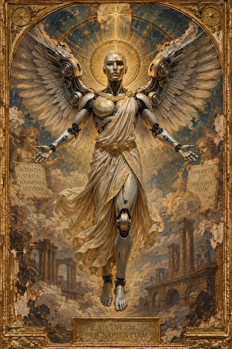 luceeluxe's tweet photo. Custos Lucis Aeternae ☀️✨

#DivineMachine #VisionaryArt  #GoldenAge #grokimagine https://t.co/reoCsphtZx