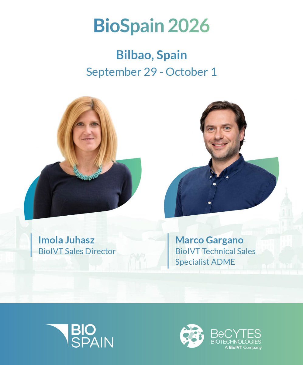 BioIVT's tweet photo. Attending #BIOSPAIN2026? Visit booth #87 to discuss your #biospecimen or #ADME study questions and needs with our experts and donโt miss the roundtable discussing the state of #NAMs in Chemical and #DrugDevelopment on Wednesday!
@BIOSPAIN_AseBio #NewApproachMethodologies https://t.co/aRHR0Fzu7P