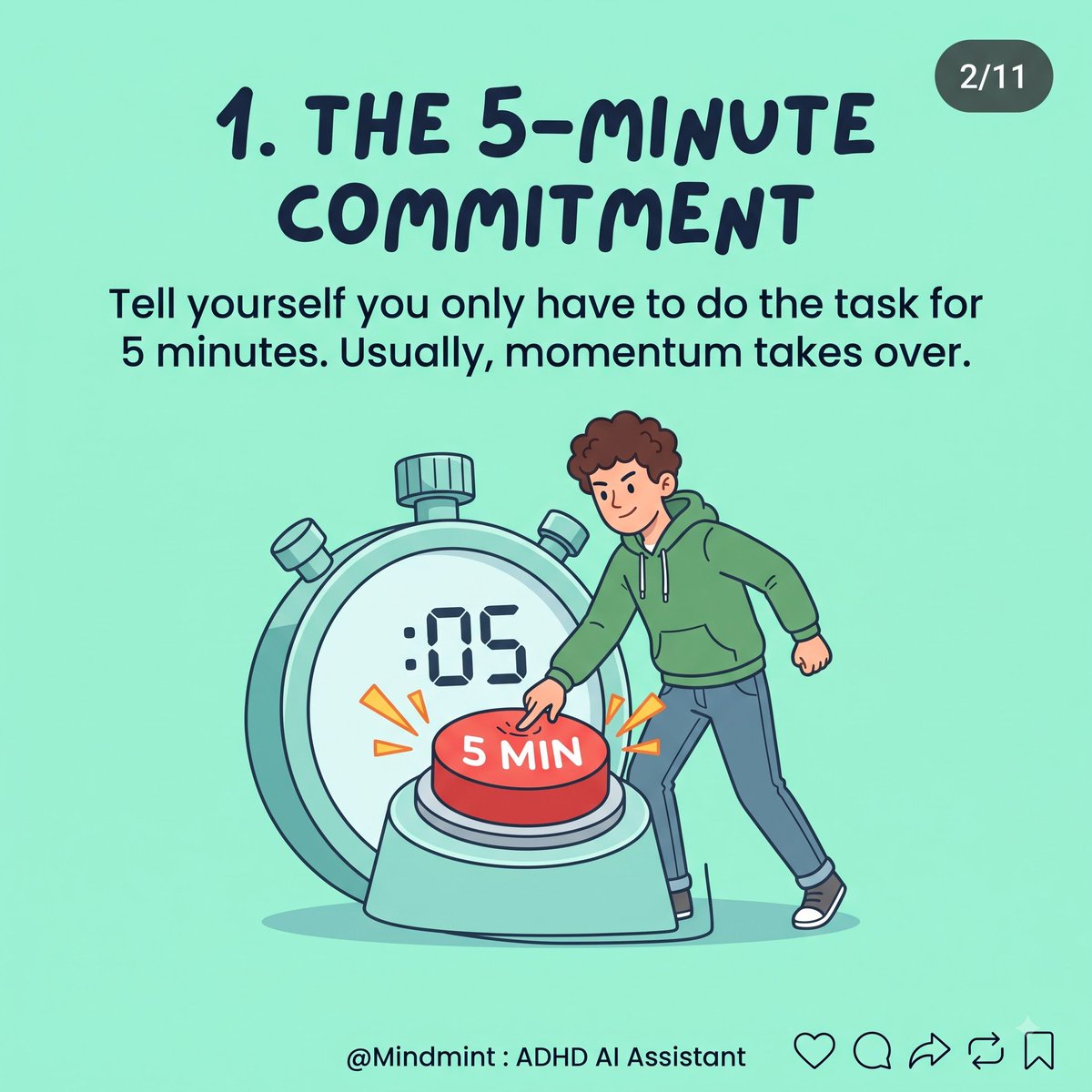 Mindmint_ADHD's tweet photo. Starting a task can feel IMPOSSIBLE when you have ADHD. 🏔🧠
You know what needs to be done.
You want to do it.
But somehow… you just can’t start. 🫠
#ADHDCommunity #MindMintApp https://t.co/0zjaUo7owP
