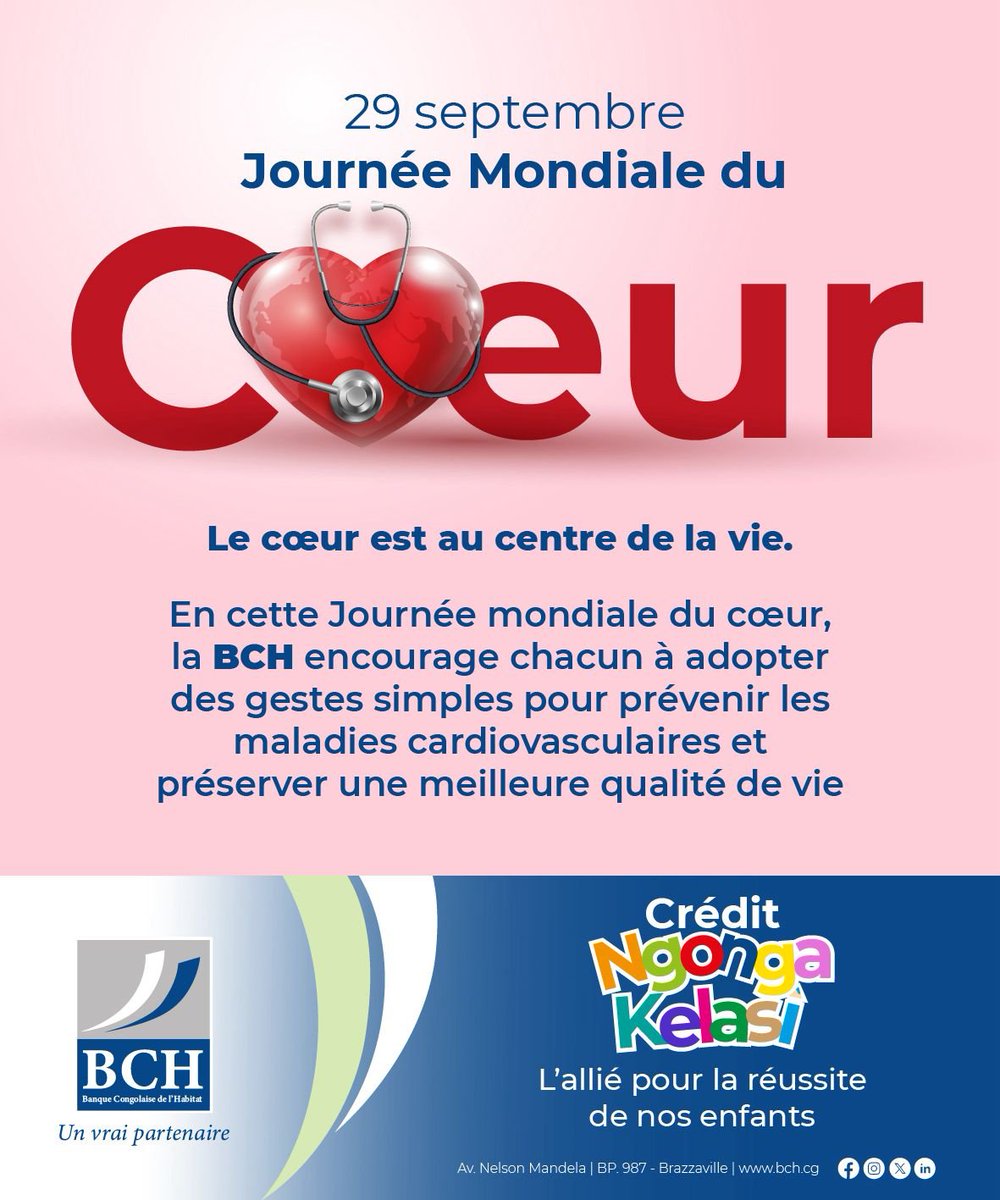 Banque_habitat1's tweet photo. Le coeur est au centre de la vie. 

La BCH encourage chacun à adopter des gestes simples pour prévenir les maladies cardiovasculaires et préserver une meilleure qualité de vie. 

#bch #banque #habitat #immobilier #journeemondialeducoeur https://t.co/66iAN09ats