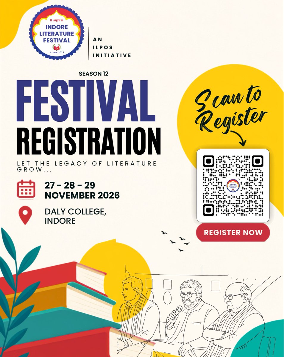 Indorelitfest's tweet photo. Register for the 12th Edition of India's most vibrant literature festival, Indore Literature Festival.

Register now by scanning the QR code.

#literature #ilf26 #Sahitya
#culture #IndoreEvents #BookFest
#indorelitfest #bookstagram
#indoreevents #DalyCollege Registration https://t.co/Ve5vXzfszK