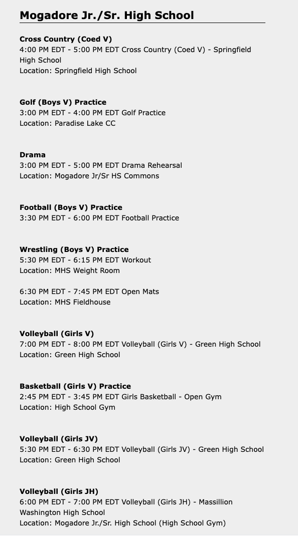 MogAthCats's tweet photo. Athletic schedule for Tuesday, 9-29-26. #MogadoreWildcatFamily https://t.co/F6PlhXDdfH