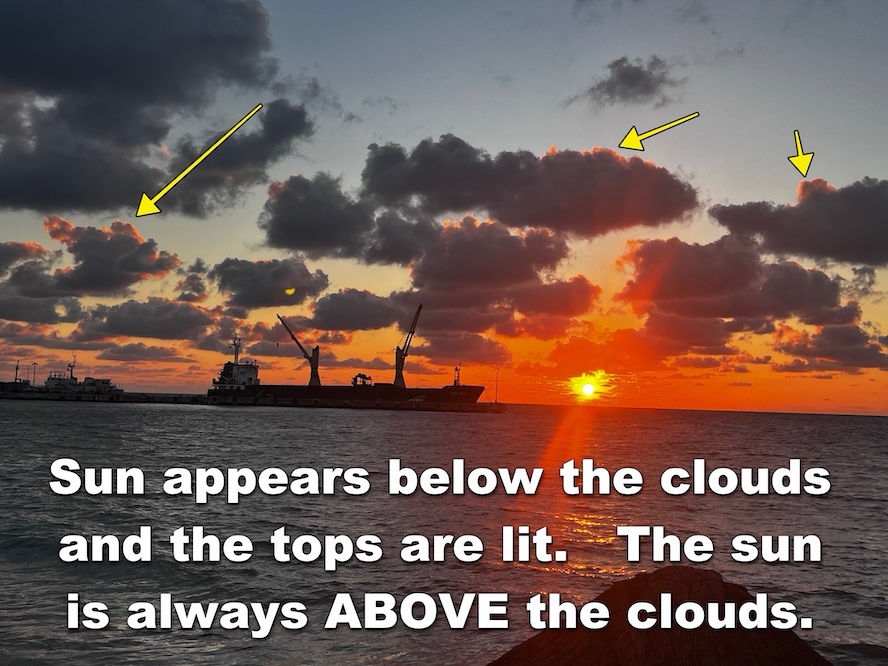 FlatEarthDaveX's tweet photo. @MikeSMillerArt It doesn't.  It's just perspective.   To see how the sun sets check the FAQ page WHERE DOES THE SUN GO section on my app or website.  https://t.co/QS0gPBkft7 https://t.co/gQH418GkIk