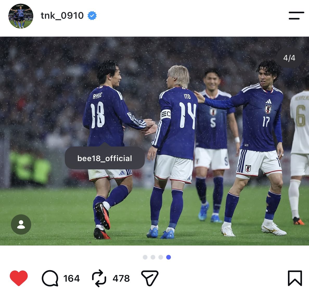 __tkm_10's tweet photo. 田中碧からタグ付けされない純也ニキ👱🏻‍♂️🌀笑

#伊東純也 #サッカー日本代表 https://t.co/65HKSAJh94