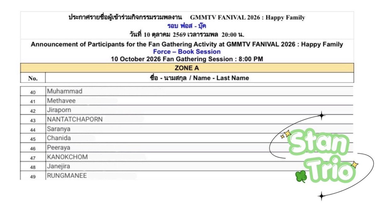 StanTrio24's tweet photo. #StanTrioReview 🍀✨

GMMTV FANIVAL 2026 : Happy Family 🦊🍅

ได้โซน A ลำดับ 4X ✨
จาก 6 โซน(A-F) รวม 1,920คน

#GMMTVFANIVAL2026HappyFamily
#GMMTV

ขอบคุณที่ไว้วางใจร้านเรานะค้าา🙇🏻‍♀️💕 https://t.co/sLkFDAgQJT