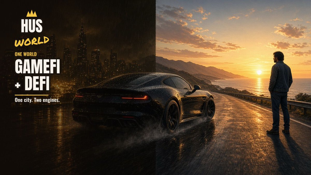 Husworld_io's tweet photo. Husworld runs on two engines. GameFi is the city: cars, jobs, property, and the people on the block. DeFi is the rail underneath, the part that puts real yield behind what you earn there.

One does not replace the other. You play the world, and the yield stays attached to it. GameFi and DeFi live in the same place, not as two products taped together.