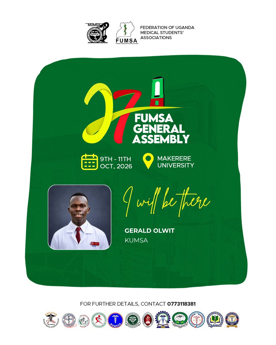 Makerere_Medics's tweet photo. Gerald Olwit will be there
Will you?🤗
#FUMSAGeneralAssembly https://t.co/wunjawUX5l