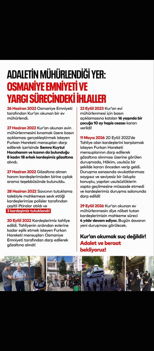 esil_u's tweet photo. #28ŞubatHortladı
#OsmaniyeAdliyesi
#KuranOkumakSuçMu https://t.co/JO4osx7YBj