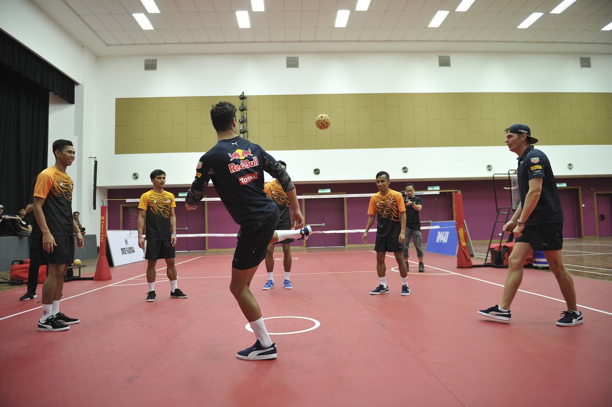 redbullracing's tweet photo. Anyone fancing a game of sepak takraw?

#F1 || #BahrainGP in 🇲🇾 https://t.co/9W444i78Gk