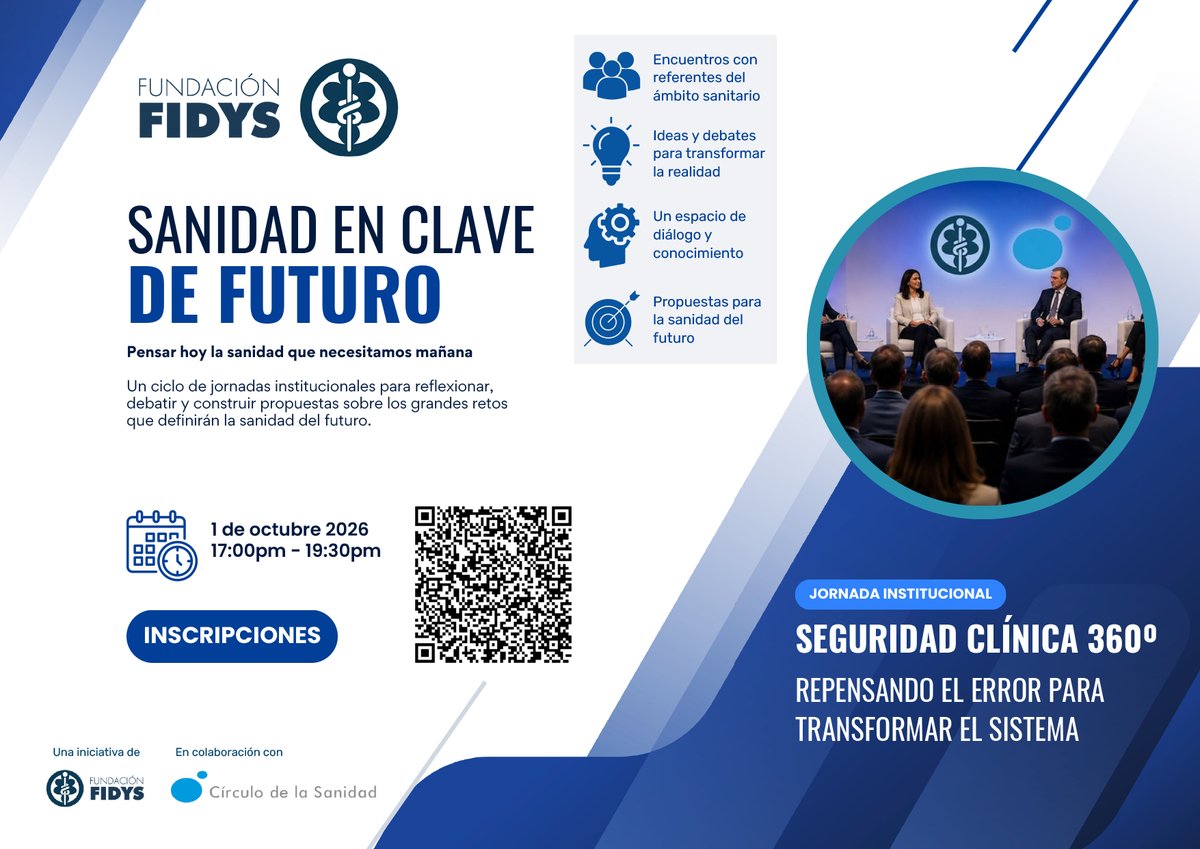 CirculoSanidad's tweet photo. Nuestra socia, la FundaciónFIDYS, organiza la I Jornada Institucional #SeguridadClínica 360º: Repensando el error para transformar el sistema 👇🏻 

🗓️ 1 de octubre
📍Sede @Fundacion_ONCE 
🕔 De 17 a 19:30h

ℹ️ Consulta el programa completo e inscríbete: https://t.co/28L7M51pt7 https://t.co/q6pUakjzzZ