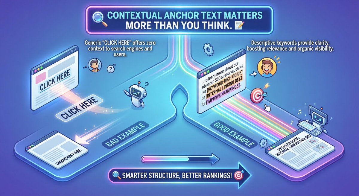 azman68053's tweet photo. Contextual anchor text matters more than you think. 📝
Instead of generic "click here" links, use descriptive keywords that tell both users and crawlers exactly what the linked page is about. Smarter structure, better rankings! 
#Interlink #ITLG #ITL https://t.co/boyArWMQyK