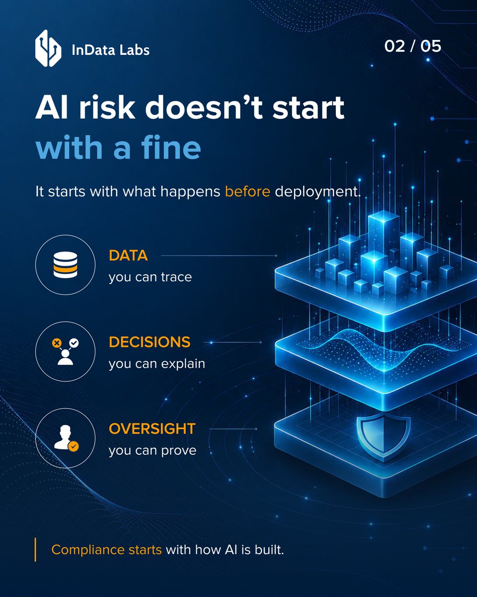 InDataLabs's tweet photo. AI compliance is becoming part of how enterprise AI is built, with data governance, transparency, oversight, and monitoring shaping decisions from the start.

See what that means for businesses in 2026:
https://t.co/fQw0h9oY5L

#AICompliance #AIGovernance https://t.co/BLt19o3lv5