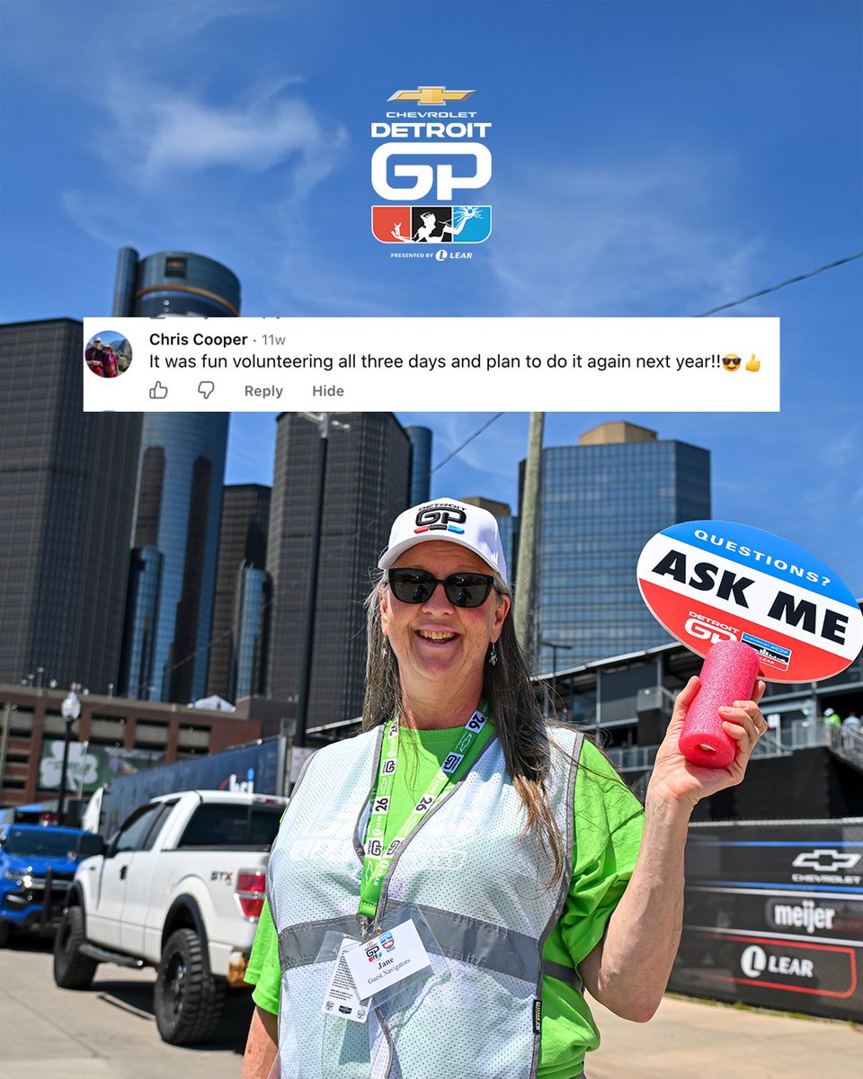 detroitgp's tweet photo. Looking to make new memories next summer and become part of one of Detroit’s most popular annual events? Join the Detroit Grand Prix Association and volunteer for the 2027 #DetroitGP! 

Volunteer registration will open in January but you can learn more and sign up for more information here: https://t.co/6vCCeHHXgX